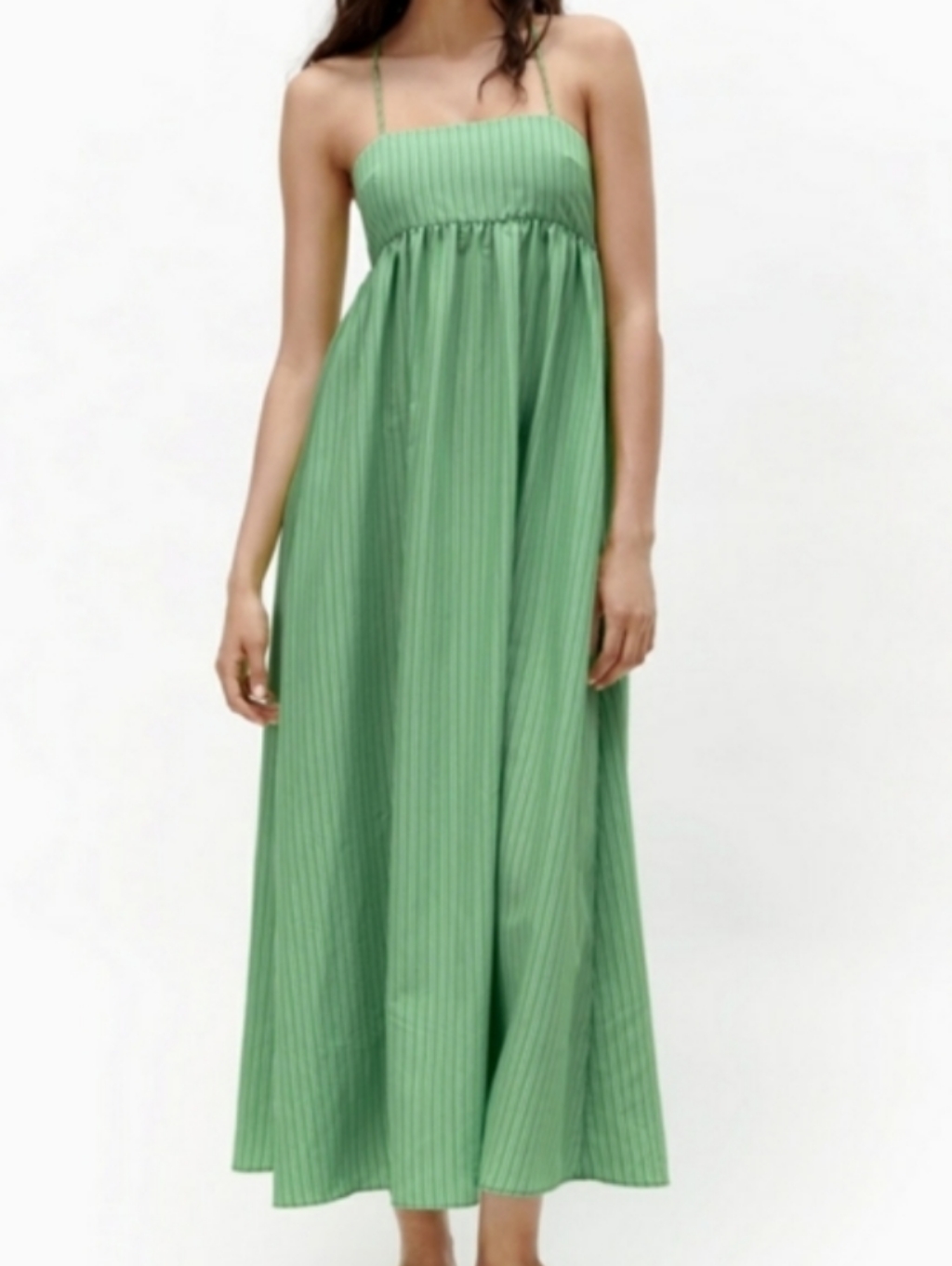Zara Striped Babydoll Maxi Dress Xs